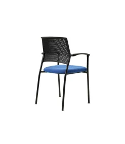 Pack de 4 sillas confidente acabado negro/azul, 55 cm(ancho) 85 cm(altura) 55cm(fondo)