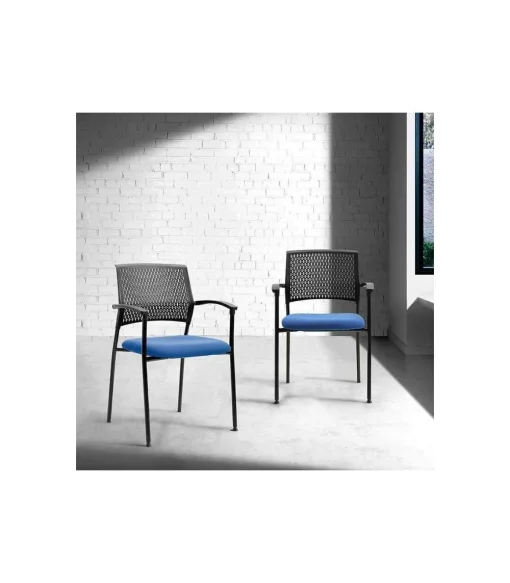 Pack de 4 sillas confidente acabado negro/azul, 55 cm(ancho) 85 cm(altura) 55cm(fondo)