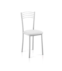 Pack de 4 sillas Md-Gabia tapizadas en tejido PU blanco, 89cm(alto) 40cm(ancho) 45cm(largo)