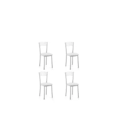 Pack de 4 sillas Md-Gabia tapizadas en tejido PU blanco, 89cm(alto) 40cm(ancho) 45cm(largo)