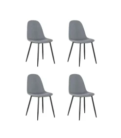 Pack de 4 sillas Md-Hamer tapizadas en textil 100% poliéster gris, 88cm(alto) 54.5cm(ancho) 45cm(largo)