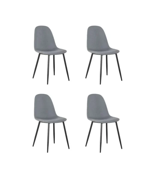 Pack de 4 sillas Md-Hamer tapizadas en textil 100% poliéster gris, 88cm(alto) 54.5cm(ancho) 45cm(largo)