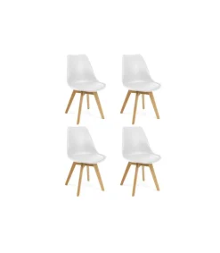Pack de 4 sillas Md-Nevada acabado en polipropileno blanco, 82.5cm(alto) 48.5cm(ancho) 56cm(largo)