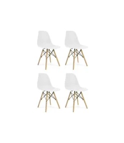 Pack de 4 sillas Md-Velez acabado en polipropileno blanco, 83cm(alto) 50.5cm(ancho) 46.5cm(largo)