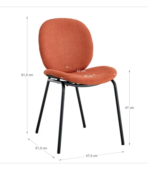 Pack de 2 sillas modelo Coro tapizado textil teja, 81.5cm(alto) 45cm(ancho) 57.5cm(largo)
