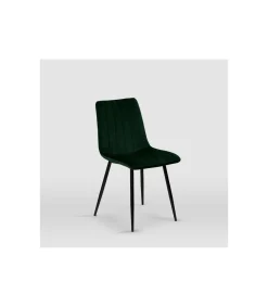 Pack de 4 sillas modelo IRIA tapizadas en terciopelo verde botella, 44cm(ancho ) 88.5cm(altura) 55cm(fondo)