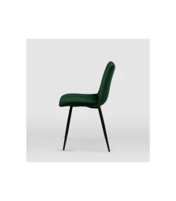 Pack de 4 sillas modelo IRIA tapizadas en terciopelo verde botella, 44cm(ancho ) 88.5cm(altura) 55cm(fondo)