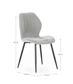 Pack de 4 sillas modelo Miño tapizado textil gris hielo, 85cm(alto) 47cm(ancho) 58cm(largo)