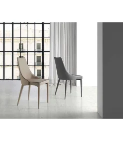 Pack de 2 sillas modelo Paola acabado polipiel gris, 50 x 58 x 92/49 cm (largo x ancho x alto)