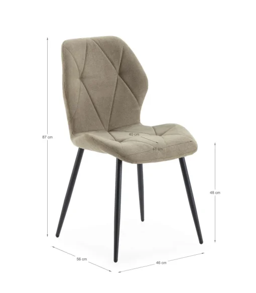 Pack de 4 sillas modelo Palma tapizado textil verde, 85cm(alto) 47.5cm(ancho) 57.5cm(largo)