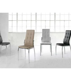 Pack de 4 sillas modelo Petra acabado en polipiel blanco, 46 x 54 x 101/48 cm (largo x ancho x alto)