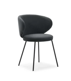 Pack de 2 sillas modelo Rebeca tapizado textil gris oscuro, 77.5cm(alto) 58cm(ancho) 59.5cm(largo)