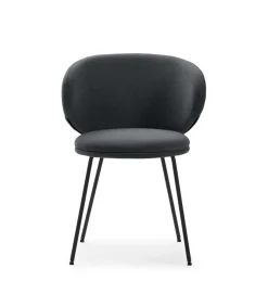 Pack de 2 sillas modelo Rebeca tapizado textil gris oscuro, 77.5cm(alto) 58cm(ancho) 59.5cm(largo)