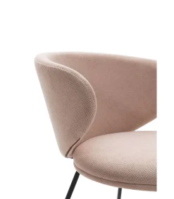 Pack de 2 sillas modelo Rebeca tapizado textil rosa claro, 77.5cm(alto) 58cm(ancho) 59.5cm(largo)