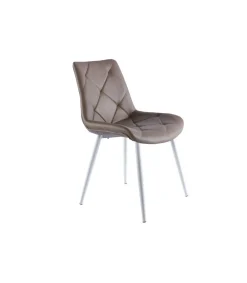 Pack de 4 sillas para cocina o comedor Marlene en símil piel topo/blanco, 85 cm(alto)53 cm(ancho)61 cm(largo)