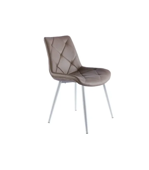 Pack de 4 sillas para cocina o comedor Marlene en símil piel topo/blanco, 85 cm(alto)53 cm(ancho)61 cm(largo)