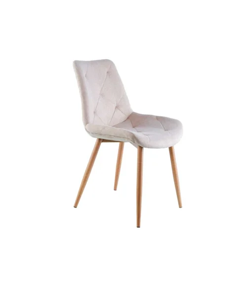 Pack de 4 sillas para cocina o comedor Marlene tapizado textil beige/roble, 85 cm(alto)53 cm(ancho)61 cm(largo)
