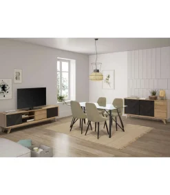 Pack de 4 sillas para cocina o comedor Izan tapizado textil verde, 91cm(alto) 50cm(ancho) 57cm(fondo)