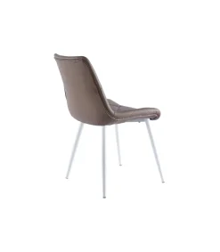 Pack de 4 sillas para cocina o comedor Marlene en símil piel topo/blanco, 85 cm(alto)53 cm(ancho)61 cm(largo)