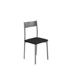 Pack de 4 sillas Rocío tapizado en polipiel negro, 41 x 47 x 86 cm (largo x ancho x alto)