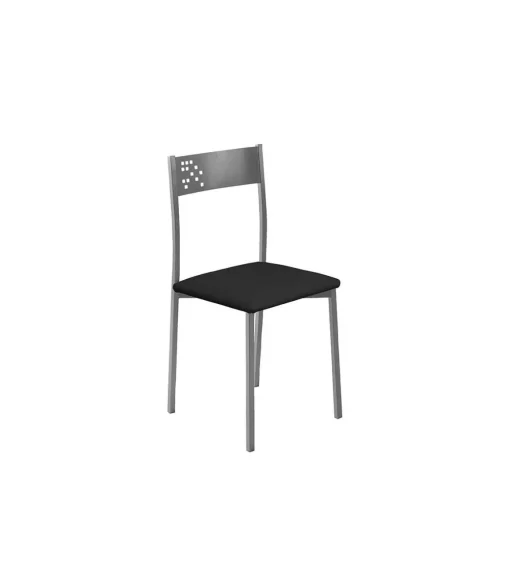 Pack de 4 sillas Rocío tapizado en polipiel negro, 41 x 47 x 86 cm (largo x ancho x alto)