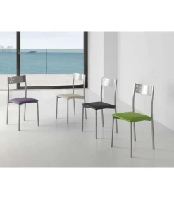 Pack de 4 sillas Rocío tapizado en polipiel negro, 41 x 47 x 86 cm (largo x ancho x alto)