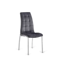 Pack de 4 sillas San Sebastián tapizada en tejido velvet gris oscuro. 96 cm (alto) 42 cm (ancho) 55 cm (fondo)