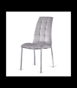 Pack de 4 sillas San Sebastián tapizada en tejido velvet gris claro. 96 cm (alto) 42 cm (ancho) 55 cm (fondo)