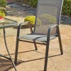 Pack de 2 sillones apilables terraza jardín Sulam-3 acero /textilen gris antracita, 94cm(alto) 54cm(ancho) 84cm(fondo)