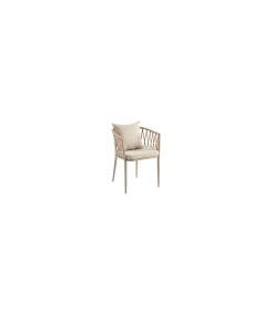 Pack de 4 sillones con cojines Rodas acabado arena, 76cm(alto) 50cm(ancho) 60cm(fondo)