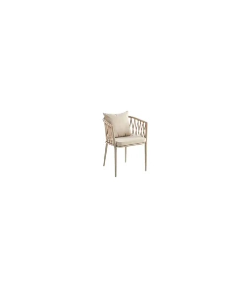 Pack de 4 sillones con cojines Rodas acabado arena, 76cm(alto) 50cm(ancho) 60cm(fondo)