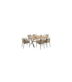 Pack de 4 sillones con cojines Rodas acabado arena, 76cm(alto) 50cm(ancho) 60cm(fondo)
