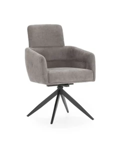 Pack de 2 sillones giratorios modelo Maggie tapizado textil gris oscuro, 93cm(alto) 58cm(ancho) 63cm(largo)