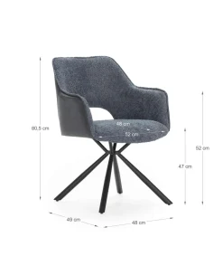 Pack de 2 sillones modelo Oliver tapizado textil azul, 81cm(alto) 60cm(ancho) 62cm(largo)