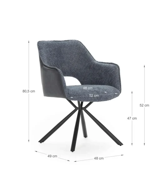 Pack de 2 sillones modelo Oliver tapizado textil azul, 81cm(alto) 60cm(ancho) 62cm(largo)