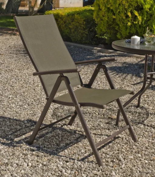 Pack de 2 Sillones o tumbonas plegables acero/textilen Macao-5 bronce