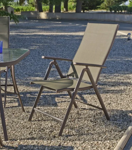 Pack de 2 Sillones o tumbonas plegables acero/textilen Macao-5 bronce