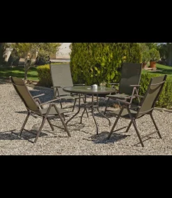 Pack de 2 Sillones o tumbonas plegables acero/textilen Macao-5 bronce
