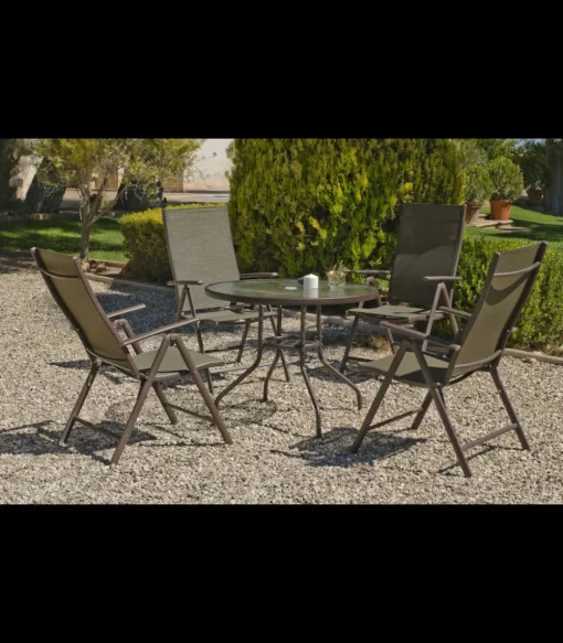 Pack de 2 Sillones o tumbonas plegables acero/textilen Macao-5 bronce