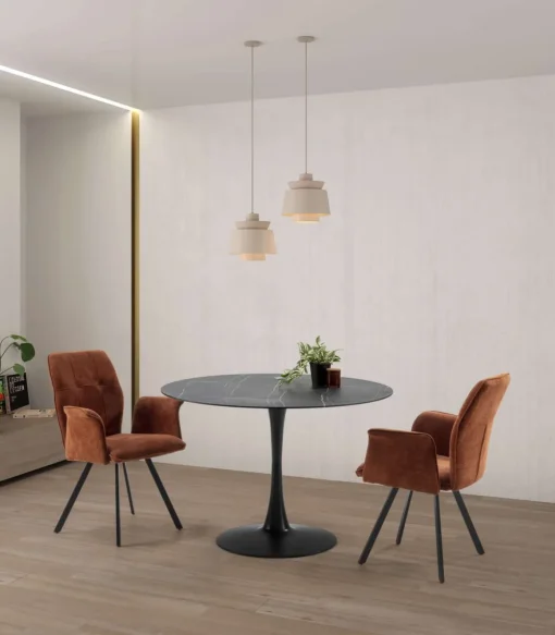 Pack de 2 sillones para comedor Marcos tapizado textil marrón, 89cm(alto) 62cm(ancho) 60cm(fondo)