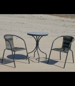 Pack de 4 sillones terraza jardín Santana-3 acero/huitex 73 cm(alto) 60 cm(ancho)52 cm(fondo)