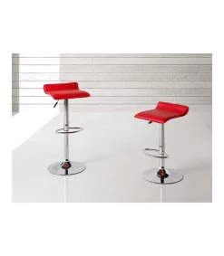 Pack de 2 taburetes elevables Agata en polipiel rojo, 38 x 39,5 x 64/85 cm (largo x ancho x alto)