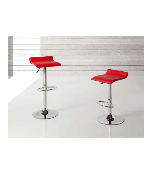 Pack de 2 taburetes elevables Agata en polipiel rojo, 38 x 39,5 x 64/85 cm (largo x ancho x alto)