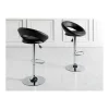 Pack de 2 taburetes elevables Zoe tapizados en polipiel negro, 53 x 47 x 80/101 cm (largo x alto x ancho)