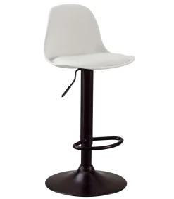 Pack de 2 taburetes regulables modelo Picaso color blanco pie en negro, 38 cm(ancho ) 84-104 cm(altura) 38 cm(fondo)