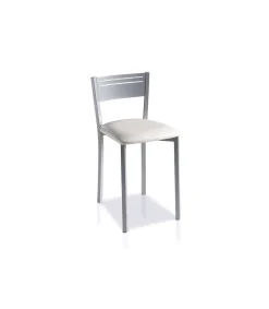 Pack de 4 taburetes respaldo bajo tapizado en polipiel blanco, 69 cm(alto)36 cm(ancho)40 cm(largo)