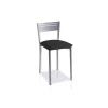 Pack de 4 taburetes respaldo bajo tapizado en polipiel negro, 69 cm(alto)36 cm(ancho)40 cm(largo)