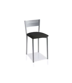 Pack de 4 taburetes respaldo bajo tapizado en polipiel negro, 69 cm(alto)36 cm(ancho)40 cm(largo)