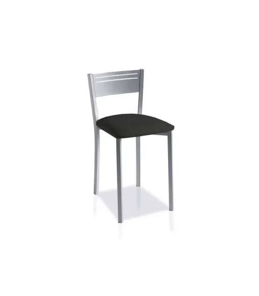 Pack de 4 taburetes respaldo bajo tapizado en polipiel negro, 69 cm(alto)36 cm(ancho)40 cm(largo)