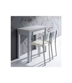 Pack de 4 taburetes respaldo bajo tapizado en polipiel blanco, 69 cm(alto)36 cm(ancho)40 cm(largo)